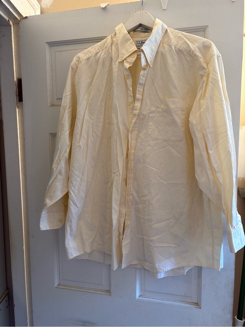 LL Bean Classic Men's Button-Down Shirt in Cream